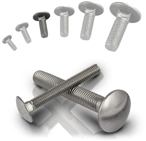 PROTECH 2 Stück Schlossschrauben M8 - DIN 603 - M8x150 - ISO 8677 Vollgewinde Flachrundschrauben aus rostfreiem Edelstahl A2 mit Vierkantansatz