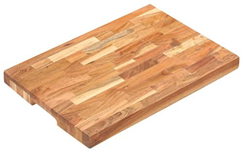vidaXL Akazienholz Massiv Hackblock Schneidebrett Hackbrett Holzbrett Küchenblock Holzblock Schneidbrett Tranchierbrett Küchenbrett 50x35x4cm