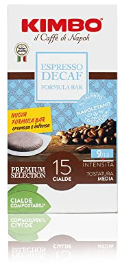 Kimbo Dosettes de café compostables ESE - 120 dosettes - Espresso Decaf - 8 boîtes de 15 dosettes