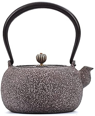 FXNFXLA Cast Iron Teapot for Stovetop, Uncoated Boiling Wate Tea Kettle, Durable Construction, Japanese Style Cast Iron Kettle Tetsubin Teapot, 1100ml Large Capaci