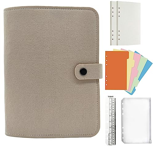 Jalach Filz Ringbuch a5 a6 nachfüllbar, A6 A5 Binder mit 90 Blatt Papier gepunktet Notizbuch Ringordner Tagebuch Planer Kalender Organizer für Arbeit Schule Rezepte Reise