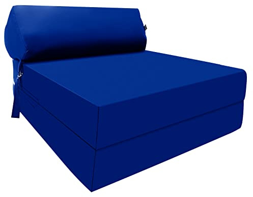 Fold Out Z Bed Chair Sofa Lightweight Bed Futon Supreme Quality Foam for Adult and Kids Lounger Mattress Ergonomically Designed Single Mattress Zbed (Dark Blue)