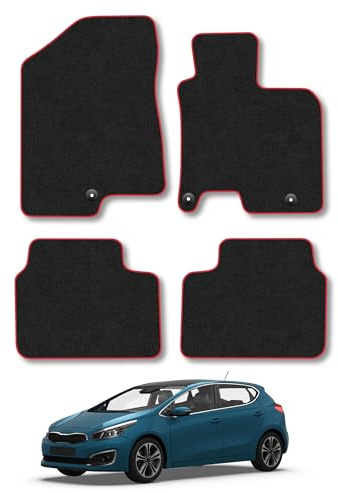 Fits Kia Cee'd (2012-2018) Carpet Car Mats | Red Edge Trim Tailored Fit Floor Mats Full Coverage Protection Accessories Easy Clean Anti Slip Made in the UK