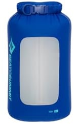 Sea to Summit - Lightweight Dry Bag View S 5L - Wasserdichte Tasche - Sichtfenster - Rollverschluss - Recycling-Gewebe - Befestigung & D-Ring - Wandern - 16.8 x 14 x 32cm - Surf Blue - 52g