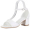 VAN HILL Damen Klassische Sandaletten Blockabsatz Schuhe Lack Leder-Optik Abendschuhe Freizeit Sommersandaletten 212266 Weiss Lack 39