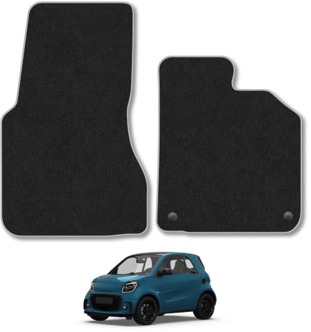 Smart Fortwo (2014-2021) Carpet Car Mats | Grey Edge Trim Tailored Fit Floor Mats Full Coverage Protection Accessories Easy Clean Anti Slip Made in the UK