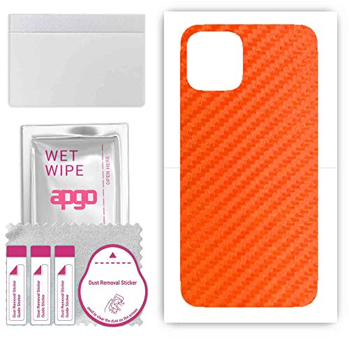 apgo Protective Skin Sticker for the Back compatible with Apple iPhone 11 Pro, Wrap Film, Foil, Vinyl - Pattern Carbon Orange