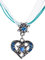 Trachtenkette Wiesnherz - elegantes Herz mit Strass und Edelweiss in vielen Farben - Anhänger Trachtenschmuck Kette für Dirndl und Lederhose Damen (Tuerkis/Blau)