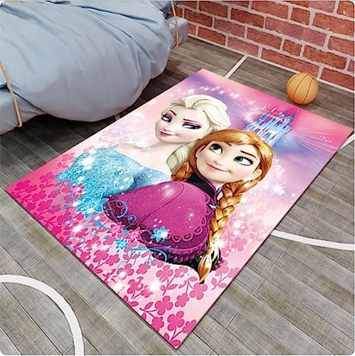 ICOBES Cartoon Kinder Teppich Schlafzimmer Niedlich Die Eiskönigin Prinzessin Zimmerbodenmatte Küchenteppich Lounge Teppich Dekor Zuhause 200X300Cm
