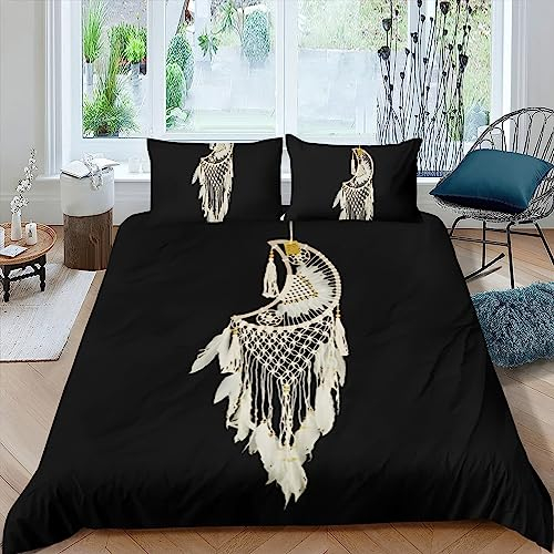 OaKita Bunt Traumfänger Bettwäsche 135x200 Schwarz Traumfänger Bohemian Bettbezug mit Kissenbezug 80x80cm,Kinder Weich Mikrofaser Bettbezug mit Reißverschluss (Stil 06,135 x 200 cm)