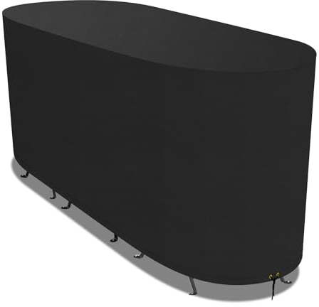 PATIO PLUS Outdoor Garten Große Bistro Set, wasserdicht, UV-geschützt, 420D Oxford Stoff, L24 W63 H80cm, Schwarz