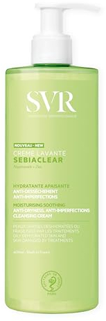 SVR - Sebiaclear Crème Lavante - Gamme Sebiaclear – Nettoyant crème hydratant et apaisant – Pour peaux à tendance acnéique déshydratées – Niacinamide, Zinc, Glycérine – 400 ml
