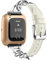 ZUREGO Metall Kette mit Leder für Fitbit Versa 2/Versa/Versa Lite Armband, Damen Edelstahl Armband Gliederarmband Ersatzarmband Kompatibel mit Fitbit Versa 2/Versa/Versa Lite Armband (E)