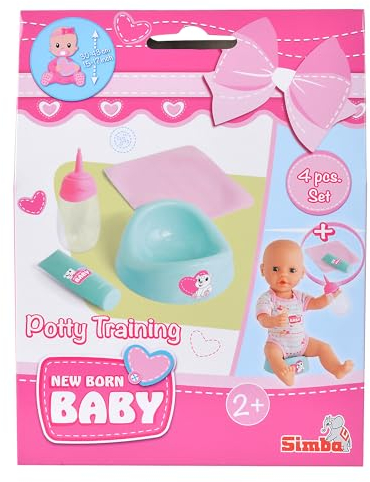 Simba New Born Baby Potty Training Set, Fillable Bottle, Wipe and Cream for 30-43 cm Dolls, 4 Pieces, from 2 Years