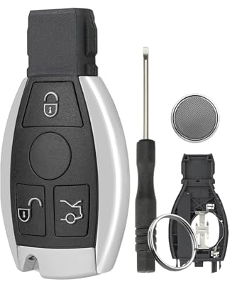 3 Tasten Autoschlüssel Funkschlüssel für Mercedes Benz C E G R S SL SLK Klasse W203 W204 W205 W210 W211 M mit Schraubendreher und Schlüsselring mit CR2032 Batterie