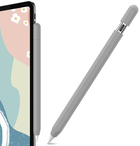 AhaStyle Silicone Case for Apple Pencil (USB-C) 2023 Ultra Thin Protective Cover Skin Apple Pencil Sleeve Anti-slip Grip Compatible with Apple Pencil USB C (Gray)