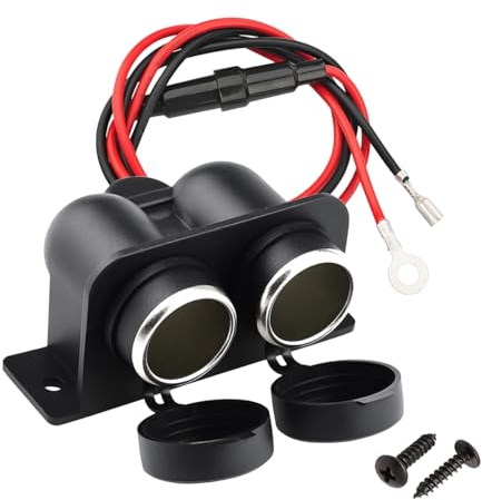 CGEAMDY Auto Motorrad Zigarettenanzünder Stecker, Zigaretten Anzünder Adapterkupplung Steckdose Mit 60cm Anschlusskabel Sicherung, Zigarettenanzünder Verteiler Adapter