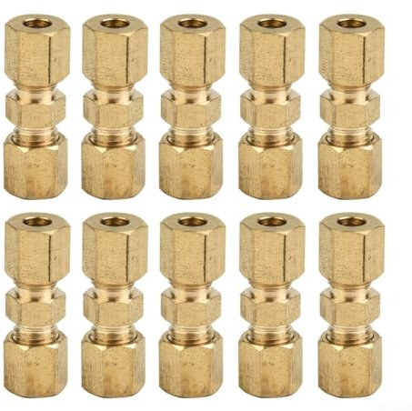 Set di 10 raccordi per tubi del freno in ottone da 3/16, connettori per il collegamento di linee freno da 4,75 mm, per tutte le linee dei freni con diametro di 4,75 mm