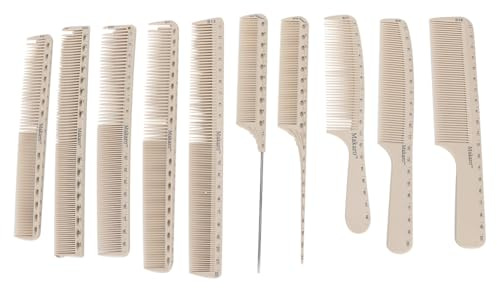 Hair Styling Combs 10PCS, Carbon Fiber Professional Hairdressing Combs, Anti-Static Heat Resistant with Measure Scale for Barber Salon