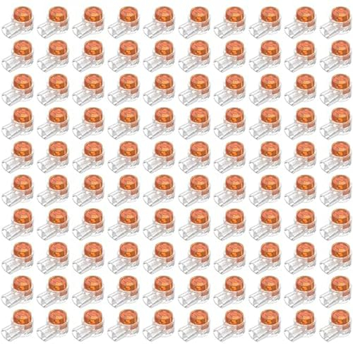 100 connettori per cavi telefonici, morsetti per cavi, connettori K2, connettori singoli K2 UY2, per cavi di rete, set da 2 core (arancione)
