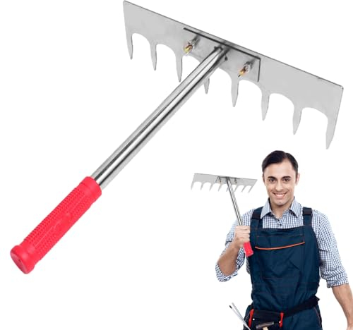 Ristyur Rastrillo de mortero de Acero Inoxidable | Pavimento Baldosas Albañil Nivelador de baldosas Sistema de nivelación,Rastrillo de mortero para Azulejos para pavimentar Azulejos, Trabajos de