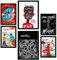 Nacnic 6er-Set Grafiti Pop Basquiat Warhol Gerahmtes Poster mit Design-Illustrationen zur Dekoration der Wände Ihres Zuhause Zimmer Büro Laden Malerei A3 & A4 Schwarzer Rahmen