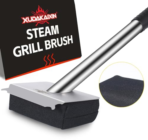 XUDAKAIXIN Grillbürste, borstenfrei, einzigartiges Aramidfaser-Twill-Pad, perfekt für jeden Grill/Flache Grillplatten, austauschbarer Schaber-Reinigungskopf, Geschenke für Männer, Vater, Ehemann