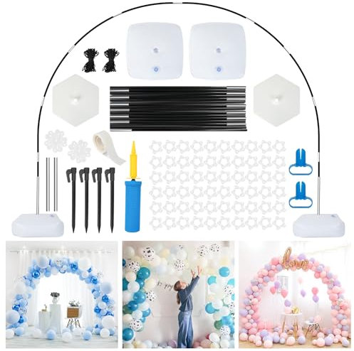 Reusable Balloon Arch Kit,10ft Adjustable Balloon Arch Stand with Water Fillable Base Balloons Pump Fibre Poles For Wedding Graduation Birthday DIY Party Supplies Christmas Decorations