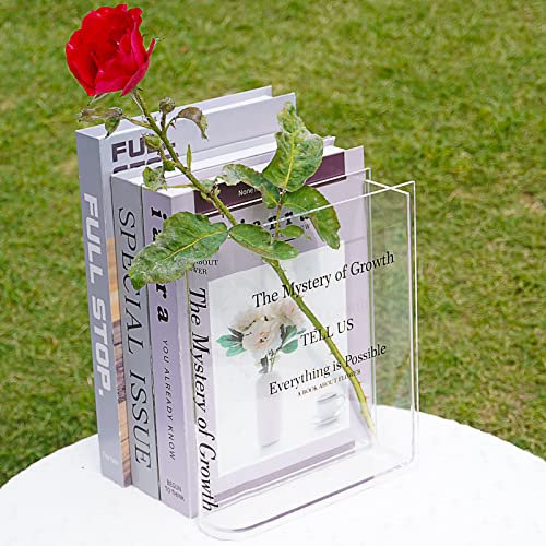 Klare Acryl-Buchvase for Blumen, 7,87 × 6 × 1,6 Zoll Buchvase for Blumen, ästhetische Raumdekoration, Blumenvase, moderne Möbeldekoration, dekorative Vase – „The Mystery of Growth“ Vase /104