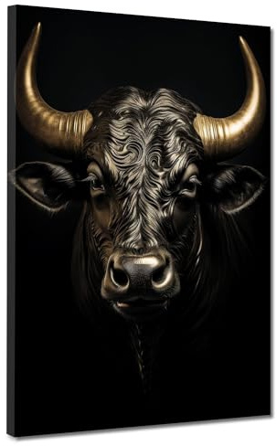 Stier Black Style Leinwandbild Wandbild Kunstdruck XL Wanddeko Größe 60x80x2cm
