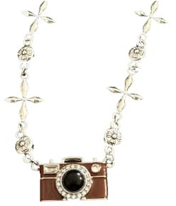 IMINI Ciondolo alla moda vintage con fotocamera CZ per donne ragazze uomini cristallo punk kpop cool hip hop croce collana gioielli personalizzati regali per compleanno Bff catena 49,5 cm, Metallo,
