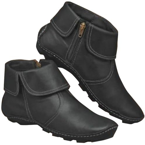 Generico Scarponcini Pelo Donna Stivali Donna in Offerta Stivaletti Classici Antiscivolo da Donna Stivaletti Invernali da Donna con Cerniera Vintage Piatti Scarpe Donna Invernali Stivali (Black, 41)