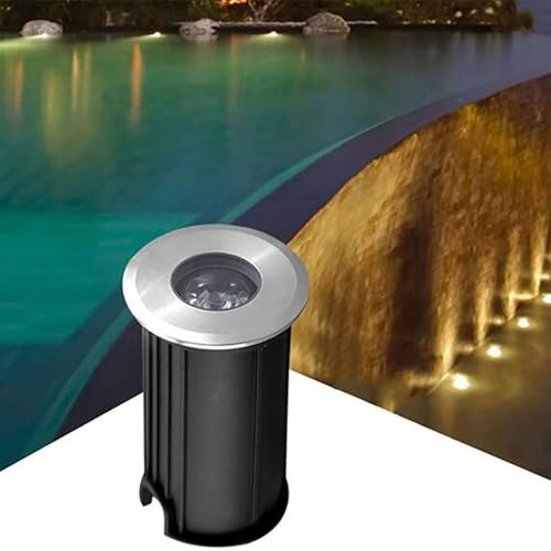 Focos Suelo Led Exterior - Foco LED Subacuático Incrustado, Mini Luz Subacuática 1W, Ángulo Haz 30°, Luces LED Redondas Impermeables IP68 Para Paisaje, Para Escaleras, Terrazas, Piscinas(Yellow light,