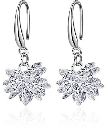 925 Ohrringe Weibliche Eisblume Kristall Neue Schneekugel Namensohrringe Zwillinge Mikro Feiner Schmuck