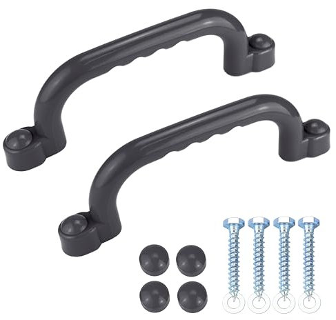 Anschütz 2er Set Handgriffe für Spielturm – Robuster HDPE Kunststoff – Witterungsbeständig – Inkl. Schrauben (ANTHRAZIT)