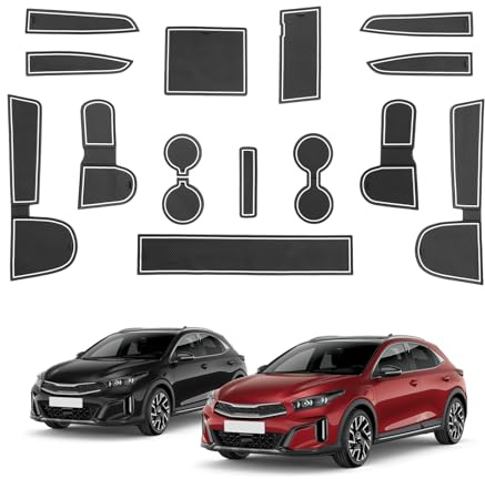 ECOZEN Gummimatten Antirutschmatten für Kia Ceed SW GT Proceed GT/XCeed GT 2018-2025 wasserdicht rutschfest Anti Rutsch Matte Kia Ceed Zubehör für Mittelkonsole Becherhalter Ablageboxen Türnaht Weiß
