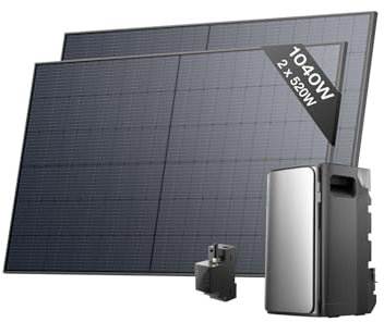 Kit solar ECOFLOW STREAM Pro, batería de 1,92 kWh, 2 paneles solares rígidos de 520 W, 3 entradas solares MPPT de 2300 W, 2 puertos de CA 2300 W, batería todo en uno con inversor, listo para usar
