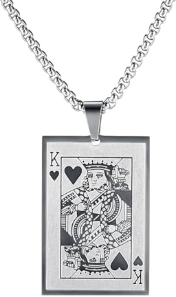 Liitata Pik Spielkarte Anhänger Halskette Edelstahl Poker Karten Anhänger Kette Rock Punk Hip Hop Halsketten für Männer Frauen