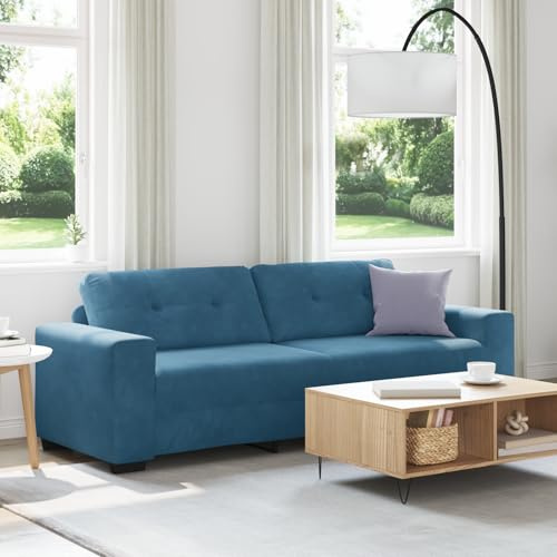 SKM Sofa 3-Sitzer Blau 180 cm Samt,Möbel,Sofas,Blau,30.7KG,4105143