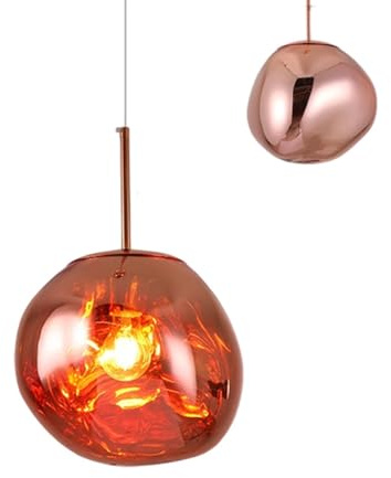 NOCHX Moderne Lava Pendelleuchte E27 Base Aluminium Kreativ Bar Kronleuchter Galvanisierung Prozess Verstellbare Höhe Villa Duplex Wohnzimmer Esszimmer Treppe Einzelkopf Hängelampe(Rose Gold,38cm)