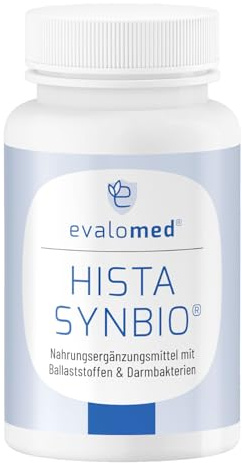 evalomed HistaSynbio, 60 Kapseln Nahrungsergänzungsmittel mit 9 Darmbakterienstämmen und 2 Ballaststoffen, Tagesdosierung von 20 Mrd. Keimen
