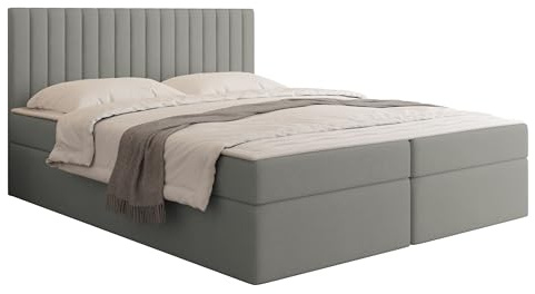 Mirjan24 Boxspringbett Tirulo, Doppelbett mit Topper und Matratze, Polsterbett mit 2 Bettkästen, Bett mit gepolstertes Kopfteil, Continentalbett (Manila 16, 160x200cm)