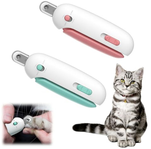 2 Pack Cat Nail Clippers with Safety Guard - Kitten Nail Clipper Set with Nail File, Professional Grooming Tool for Cats & Small Pets