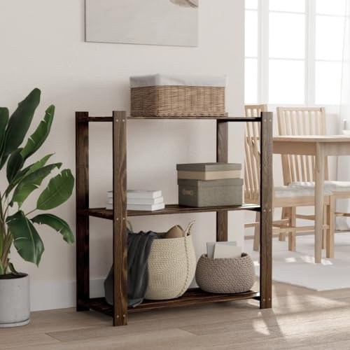 Mokuyary Support de rangement à 3 niveaux noir 80x38x90 cm bois pin Étagère Charge Lourde, Stockage rayonnage Support de Rangement pour Cuisine, Salon, Garage, Atelier