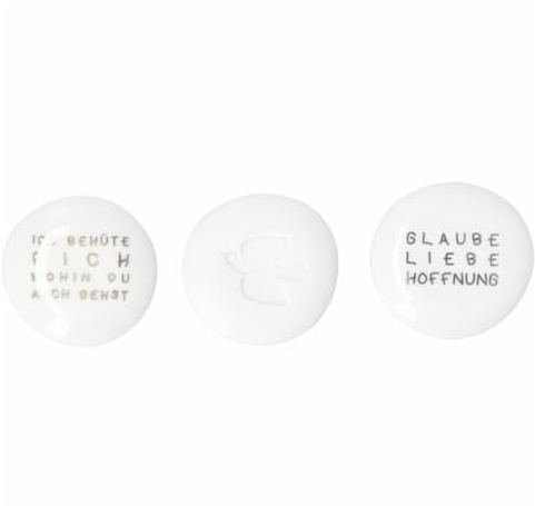Räder 3er Set Porzellansteine „Glaubensfreude“ – Edle Handschmeichler aus Porzellan – Geschenk zur Taufe, Kommunion & Konfirmation