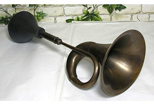 Nostalgie Ballhupe 41cm brüniertes Messing Autohupe Oldtimer Hupe Tröte Antik