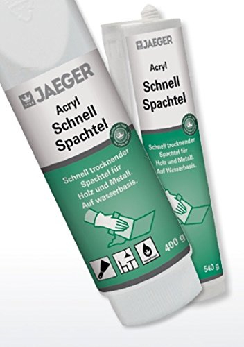 Jaeger Acryl Schnellspachtel, Fleck- und Flächenspachtel, weiss (540 g Kartusche)