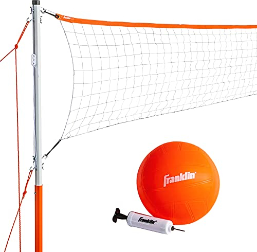 Franklin Sports Volleyball-Set, enthält 1 Netz mit Heringen, Ball und Pumpe mit Nadel, Starter, Orange