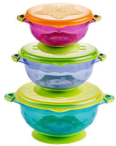 Xrten 3PCS Bol Bebe avec Couvercle, Bol à Ventouse Bebe en Cas de Déversement Bébé Succion