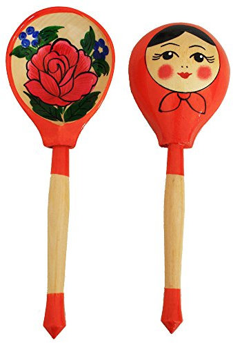 Küche Haushalt Geschirr Löffel russische Holzlöffel handbemalt Matroschka 2 Stück rot